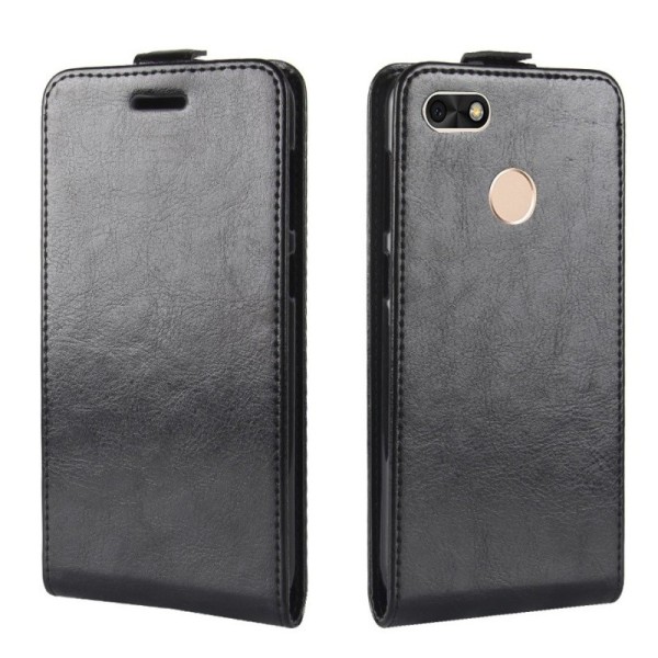 Vertikāli atvēramais maciņš - melns (P9 Lite Mini)