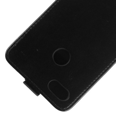 Huawei P9 Lite Mini (Y6 Pro 2017) vertikāli atvēramais ādas melns maciņš (maks) / Vacins.lv