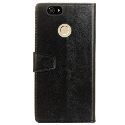 Huawei P9 Lite Mini (Y6 Pro 2017) atvēramais ādas melns maciņš, grāmata (maks) / Vacins.lv