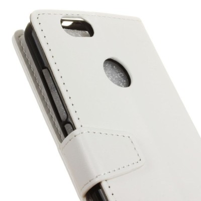 Huawei P9 Lite Mini (Y6 Pro 2017) atvēramais ādas balts maciņš, grāmata (maks) / Vacins.lv