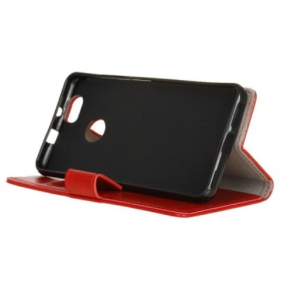 Huawei P9 Lite Mini (Y6 Pro 2017) atvēramais ādas sarkans maciņš, grāmata (maks) / Vacins.lv