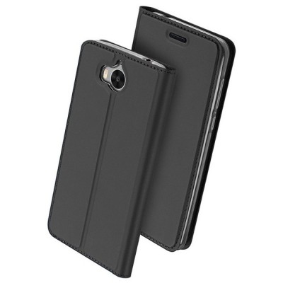 Huawei Y6 2017 / Y5 2017 (Nova Young) „Dux Ducis“ Skin sērijas melns ādas atvērams maciņš / Vacins.lv