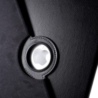Apple iPad Pro 12.9" 2017 atvēramais melns ādas maciņš, grozās 360° grādu apjomā / Vacins.lv