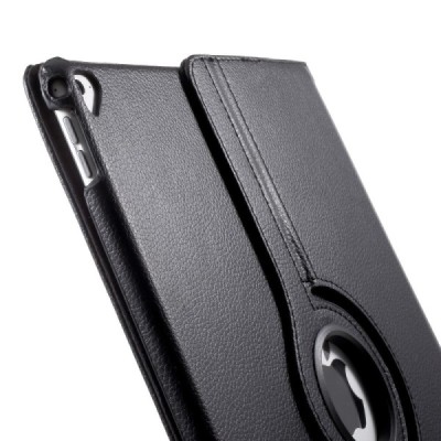 Apple iPad Pro 12.9" 2017 atvēramais melns ādas maciņš, grozās 360° grādu apjomā / Vacins.lv