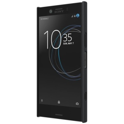 Sony Xperia XZ1 Compact Nillkin Frosted Shield melns plastmasas futrālis + kompakts turētātājs, kas ļauj telefonu ērti novietot 