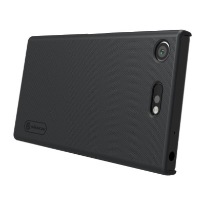 Sony Xperia XZ1 Compact Nillkin Frosted Shield melns plastmasas futrālis + kompakts turētātājs, kas ļauj telefonu ērti novietot 