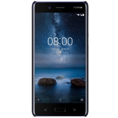 Nokia 8 Frosted Shield juodas plastikinis dėklas + apsauginė ekrano plėvelė / Priedai.lt