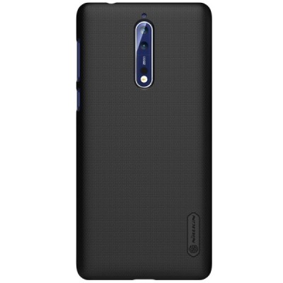 Nokia 8 Frosted Shield juodas plastikinis dėklas + apsauginė ekrano plėvelė / Priedai.lt