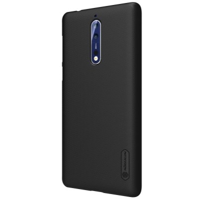 Nokia 8 Frosted Shield juodas plastikinis dėklas + apsauginė ekrano plėvelė / Priedai.lt