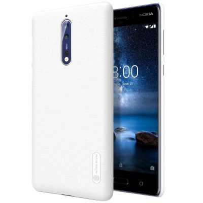 Nokia 8 Nillkin Frosted Shield balts plastmasas apvalks + ekrāna aizsargplēve / Vacins.lv