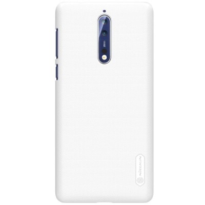 Nokia 8 Nillkin Frosted Shield balts plastmasas apvalks + ekrāna aizsargplēve / Vacins.lv