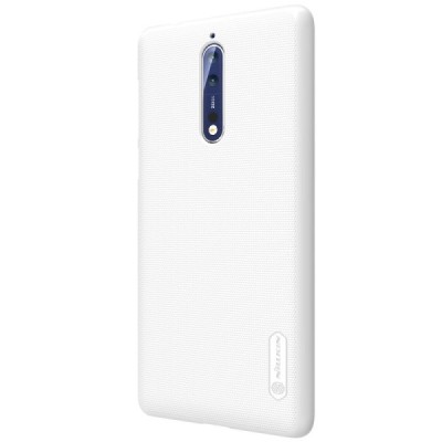 Nokia 8 Nillkin Frosted Shield balts plastmasas apvalks + ekrāna aizsargplēve / Vacins.lv