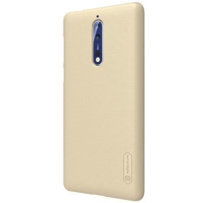 Nokia 8 Nillkin Frosted Shield zelta plastmasas apvalks + ekrāna aizsargplēve / Vacins.lv
