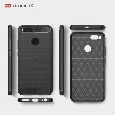 Xiaomi Mi A1 un Mi 5X „Carbon“ cieta silikona (TPU) melns apvalks / vacins.lv