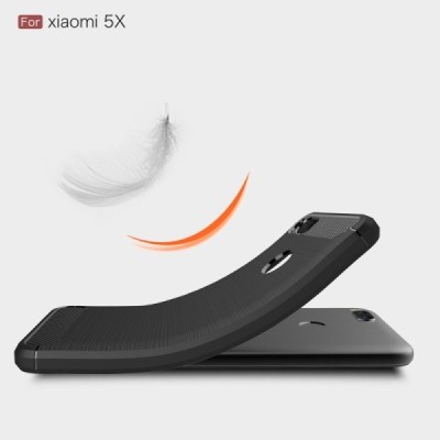Xiaomi Mi A1 un Mi 5X „Carbon“ cieta silikona (TPU) melns apvalks / vacins.lv