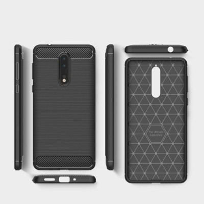 Nokia 8 „Carbon“ cieta silikona (TPU) melns apvalks / vacins.lv