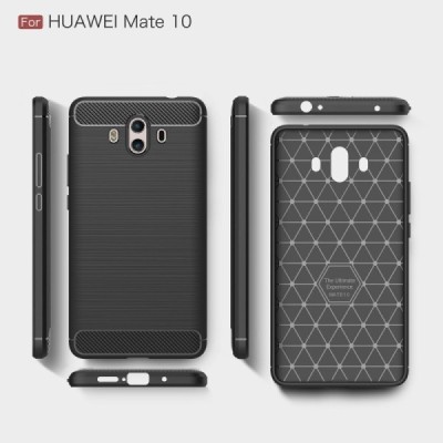 Huawei Mate 10 „Carbon“ kieto silikono TPU juodas dėklas - nugarėlė / Priedai.lt