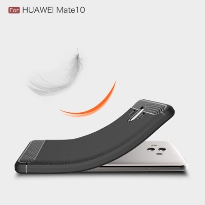 Huawei Mate 10 „Carbon“ kieto silikono TPU juodas dėklas - nugarėlė / Priedai.lt