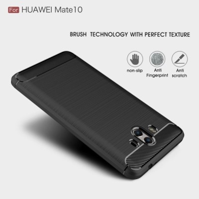 Huawei Mate 10 „Carbon“ kieto silikono TPU juodas dėklas - nugarėlė / Priedai.lt