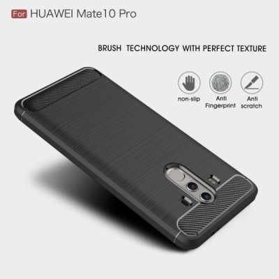 Huawei Mate 10 Pro „Mofi“ Carbon kieto silikono TPU juodas dėklas - nugarėlė | Priedai.lt