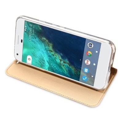 Google Pixel XL „Dux Ducis“ Skin sērijas zelta ādas atvērams maciņš / Vacins.lv