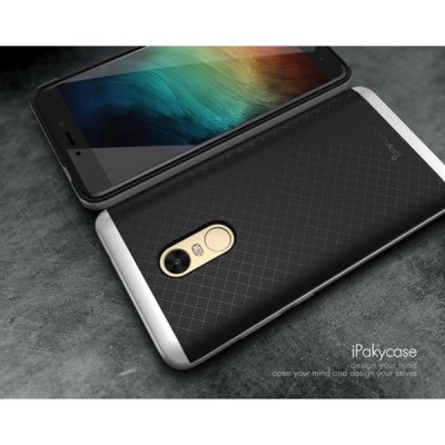 Xiaomi Redmi Note 4X „IPAKY“ kieto silikono TPU juodas (sidabro spalvos apvadais) dėklas - nugarėlė / Priedai.lt