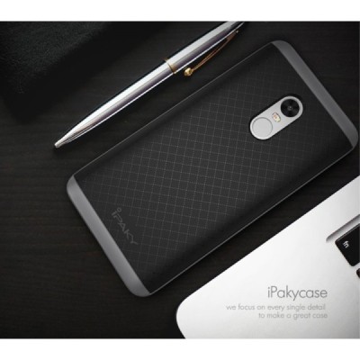 Xiaomi Redmi Note 4X „IPAKY“ kieto silikono TPU juodas (pilkos spalvos apvadais) dėklas - nugarėlė / Priedai.lt