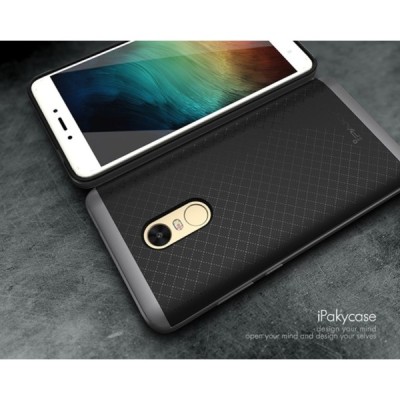 Xiaomi Redmi Note 4X „IPAKY“ kieto silikono TPU juodas (pilkos spalvos apvadais) dėklas - nugarėlė / Priedai.lt