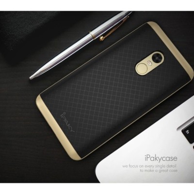 Xiaomi Redmi Note 4X „IPAKY“ kieto silikono TPU juodas (aukso spalvos apvadais) dėklas - nugarėlė / Priedai.lt