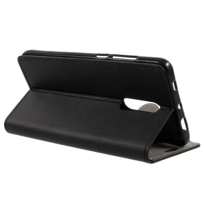 Xiaomi Redmi Note 4X atvēramais ādas melns maciņš, grāmata (maks) / Vacins.lv