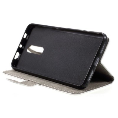 Xiaomi Redmi Note 4X atverčiamas baltas odinis dėklas, knygutė - piniginė / Priedai.lt