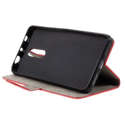 Xiaomi Redmi Note 4X atvēramais ādas sarkans maciņš, grāmata (maks) / Vacins.lv