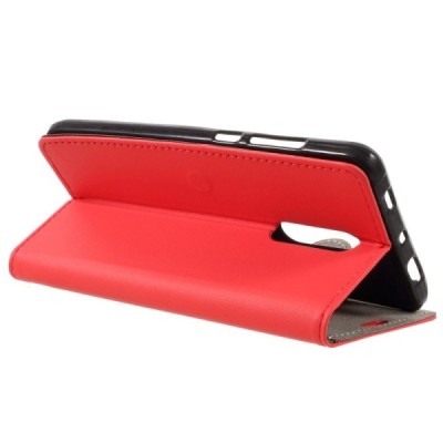 Xiaomi Redmi Note 4X atvēramais ādas sarkans maciņš, grāmata (maks) / Vacins.lv