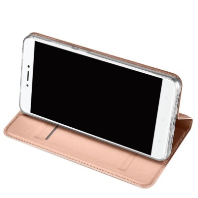 Xiaomi Redmi Note 4X „Dux Ducis“ Skin sērijas rozs ādas atvērams maciņš / Vacins.lv