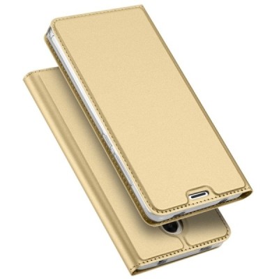 „Dux Ducis“ Skin serijos Xiaomi Redmi Note 4X auksinis odinis atverčiamas dėklas / Priedai.lt