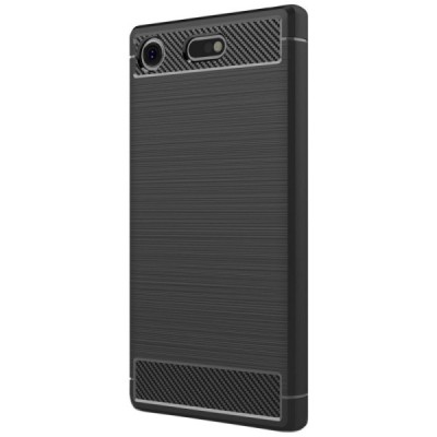 Sony Xperia XZ1 Compact „Carbon“ cieta silikona (TPU) melns apvalks / vacins.lv