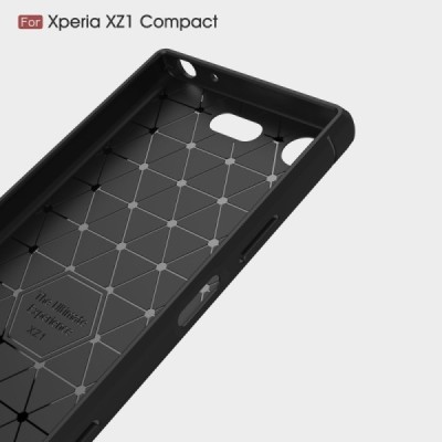 Sony Xperia XZ1 Compact „Carbon“ cieta silikona (TPU) melns apvalks / vacins.lv