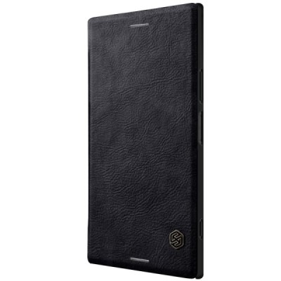 Greznais „Nillkin“ Qin sērijas ādas atvērams melns Sony Xperia XZ1 maciņš (maks) / Vacins.lv