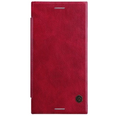 Prabangus „Nillkin“ Qin serijos raudonas odinis atverčiamas Sony Xperia XZ1 dėklas - knygutė / Priedai.lt