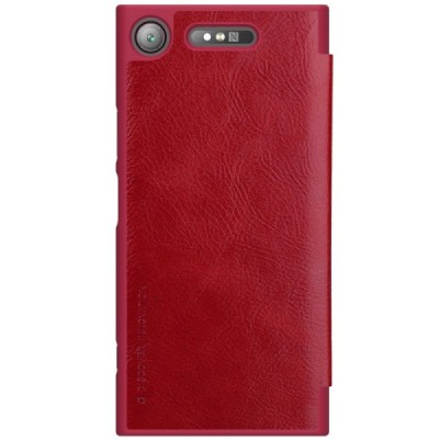 Greznais „Nillkin“ Qin sērijas ādas atvērams sarkans Sony Xperia XZ1 maciņš (maks) / Vacins.lv