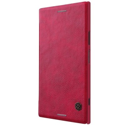 Greznais „Nillkin“ Qin sērijas ādas atvērams sarkans Sony Xperia XZ1 maciņš (maks) / Vacins.lv