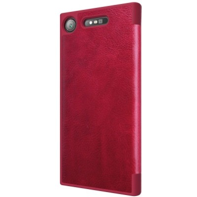 Greznais „Nillkin“ Qin sērijas ādas atvērams sarkans Sony Xperia XZ1 maciņš (maks) / Vacins.lv