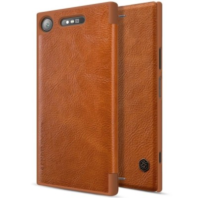 Greznais „Nillkin“ Qin sērijas ādas atvērams brūns Sony Xperia XZ1 maciņš (maks) / Vacins.lv