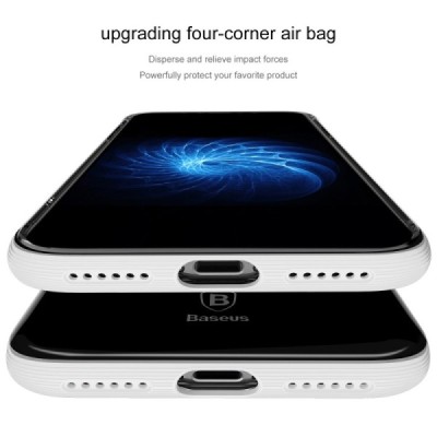 Apple iPhone X (iPhone Xs) elegants „Baseus“ Armor dzidrs (caurspīdīgs) silikona apvalks (apmales baltā krāsā) / Vacins.lv