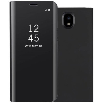 Samsung Galaxy J5 2017 (J530) plastmasas atvērams melns ādas maciņš / Vacins.lv