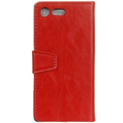 Sony Xperia XZ1 Compact atvēramais ādas sarkans maciņš, grāmata (maks) / Vacins.lv