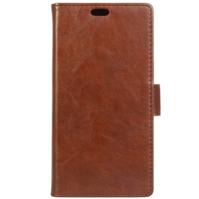 Sony Xperia XZ1 Compact atverčiamas tamsiai rudas odinis dėklas, knygutė - piniginė / Priedai.lt