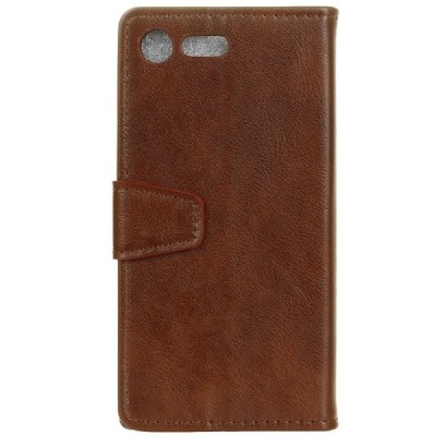 Sony Xperia XZ1 Compact atvēramais ādas brūns maciņš, grāmata (maks) / Vacins.lv