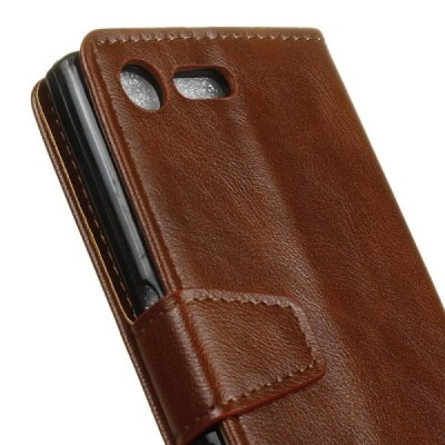 Sony Xperia XZ1 Compact atvēramais ādas brūns maciņš, grāmata (maks) / Vacins.lv