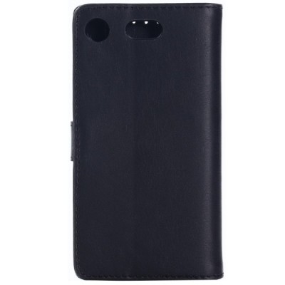 Sony Xperia XZ1 Compact atvēramais ādas melns retro maciņš (maks) / Vacins.lv